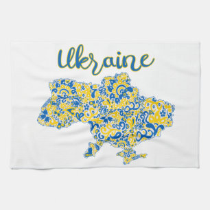 Folkloric pattern and Ukraine typography  Kitchen Towel