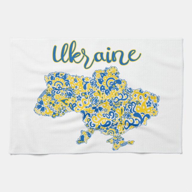 Folkloric pattern and Ukraine typography  Kitchen Towel (Horizontal)