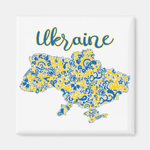 Folkloric pattern and Ukraine typography Magnet