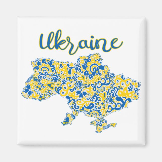 Folkloric pattern and Ukraine typography Magnet (Front)