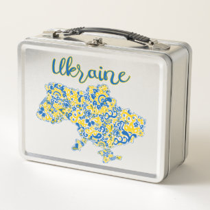 Folkloric pattern and Ukraine typography   Metal L Lunch Box