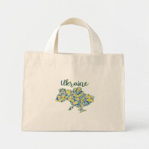 Folkloric pattern and Ukraine typography Mini Tote Bag