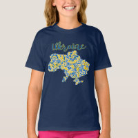 Folkloric pattern and Ukraine typography T-Shirt