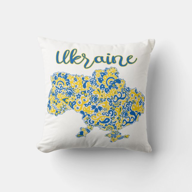 Folkloric pattern and Ukraine typography  Throw Pillow (Front)