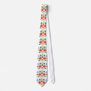 Folkloristic patterns flowers tie