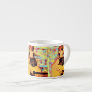 folksinger  girl art espresso cup