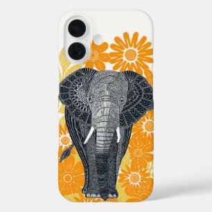 folksy elephant orange iPhone 16 case