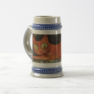 Folksy Orange Cat Beer Stein