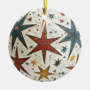 Folksy Stars Christmas Ornament 
