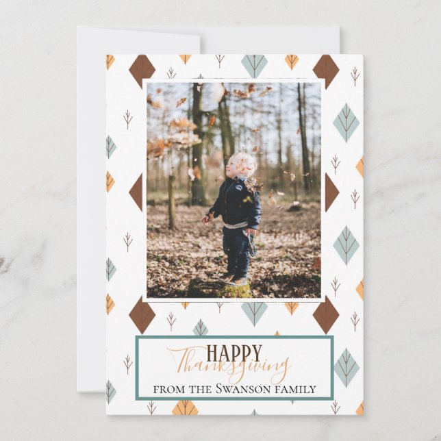Folky Fall Photo Holiday Card (Front)