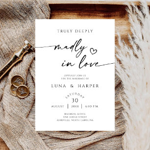 Folle Amoureuse Invitation De Mariage Élégante