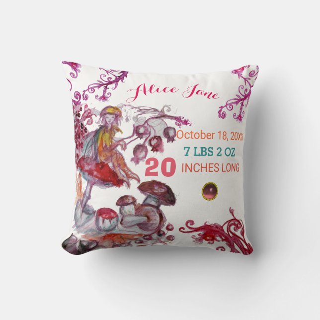 FOLLET OF MUSHROOMS BABY SHOWER Pink Baby Status Throw Pillow (Front)
