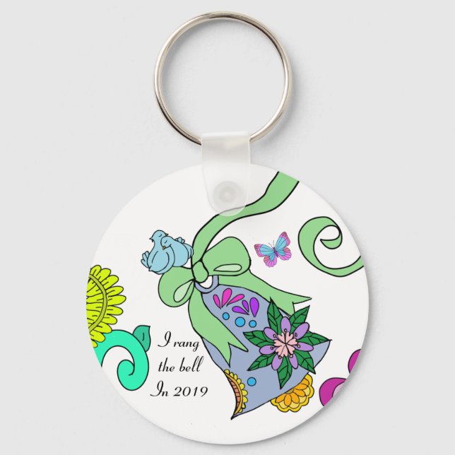 Follicular lymphoma ribbon bell keychain (Front)