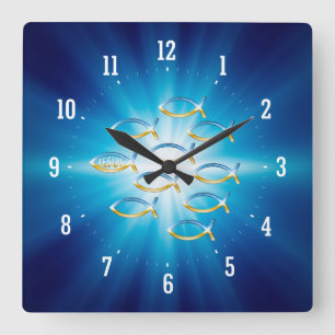 Follow Him - Christian Fish Symbol Wall Clock