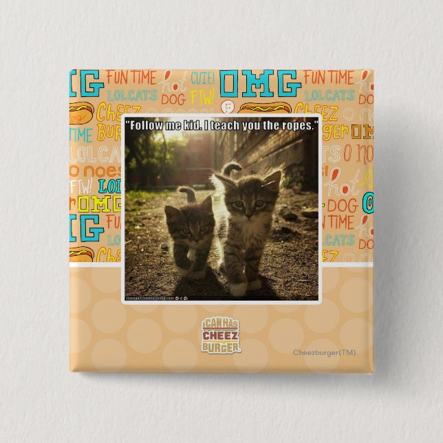 Follow Me Kid 2 Inch Square Button (Front)