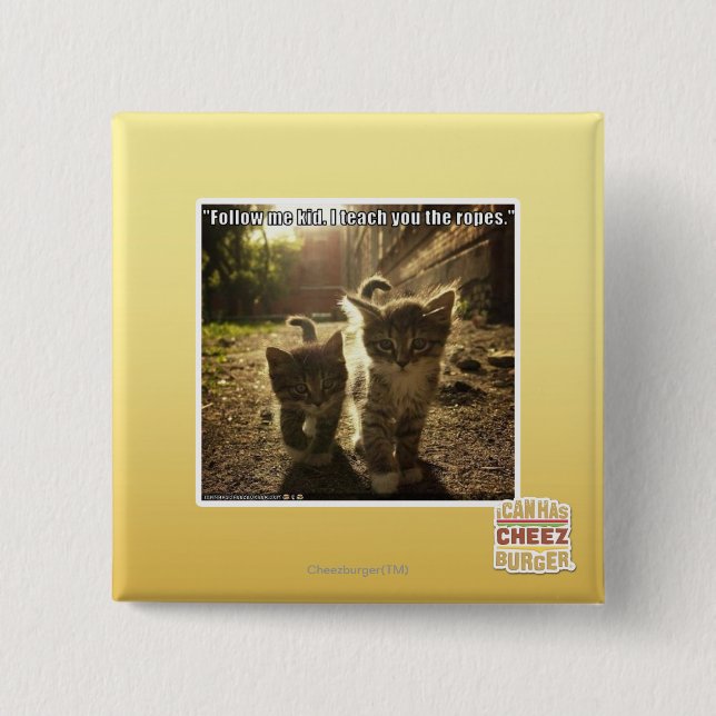 Follow Me Kid 2 Inch Square Button (Front)