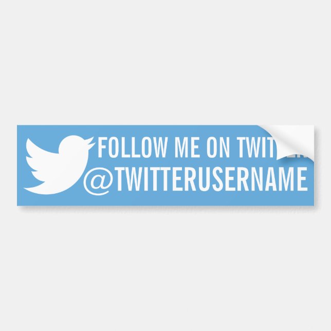 Follow Me On Twitter (Customizable Username) Bumper Sticker (Front)