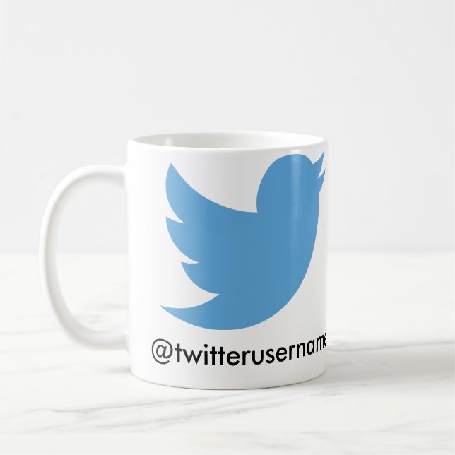 Follow Me On Twitter (Customizable Username) Coffee Mug (Left)