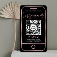 Follow Me Social Media Black & Rose Gold QR