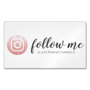 Follow Me Social Media Instagram Pink Gold Magnetic Business Card