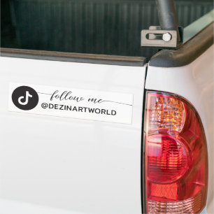 Follow Me Tiktok Social Media Page Black White Bumper Sticker