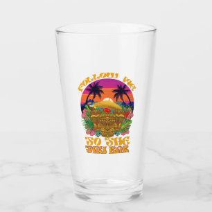 Follow Me To The Tiki Bar Hawaiian Luau Party  Glass