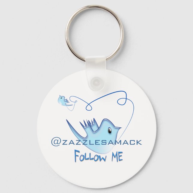 Follow ME Twitter  Gifts and Swirls T-shirts Keychain (Front)