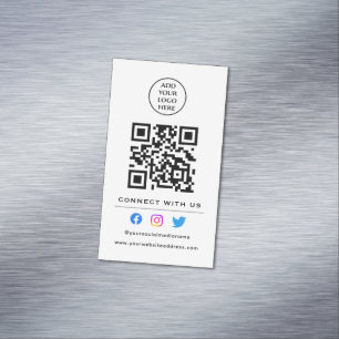 Follow Scan To Connect With Us QR Code Your Logo Magnetic Business Card