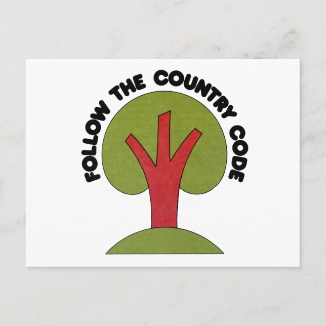Follow The Country Code Postcard (Front)