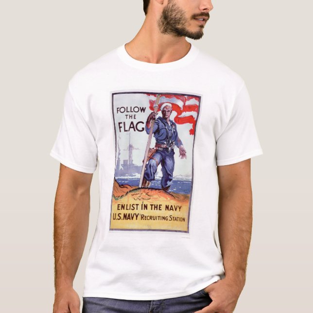 Follow the Flag - Enlist Navy (US02290A) T-Shirt (Front)