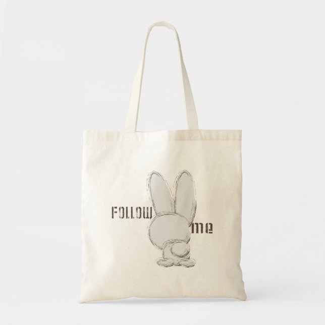 follow the white rabbit tote bag (Front)