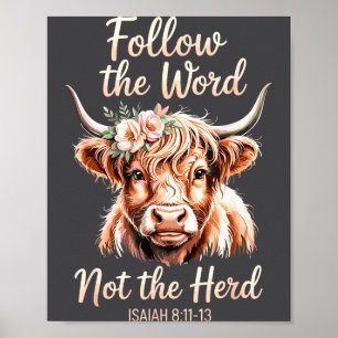 Follow The Word Not The Herd Christian Cow Bible V Poster