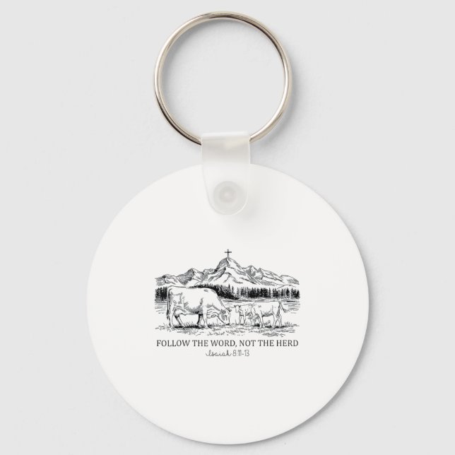 Follow The Word Not The Herd Christian Western Hig Keychain (Front)