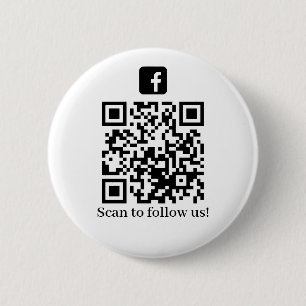 Follow us Business QR code 2 Inch Round Button