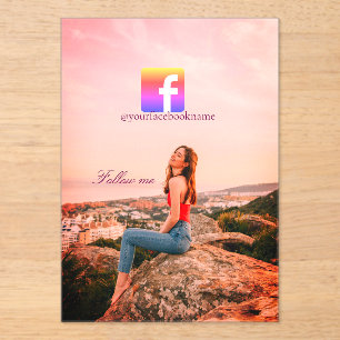 follow us facebook username social media photo  acrylic invitations