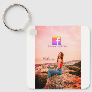 follow us facebook username social media photo keychain