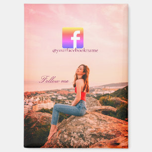follow us facebook username social media photo magnet