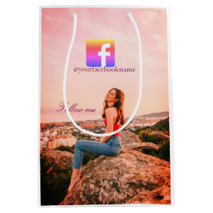 follow us facebook username social media photo  medium gift bag