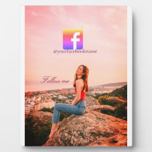 follow us facebook username social media photo plaque