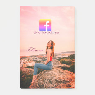 follow us facebook username social media photo post-it notes