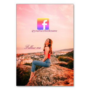 follow us facebook username social media photo  table number