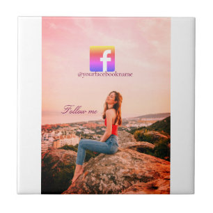 follow us facebook username social media photo  tile