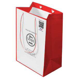 Follow us Instagram Facebook QR Code White Red Medium Gift Bag