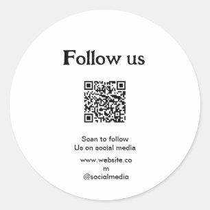 Follow us on social media scan QR code to follow  Classic Round Sticker