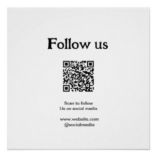Follow us on social media scan QR code to follow  Poster