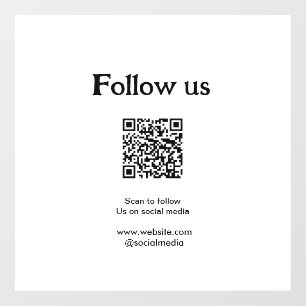 Follow us on social media scan QR code to follow  Window Cling
