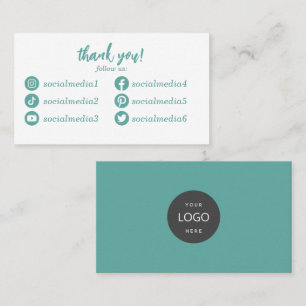 Follow us on Social Media Thank You Business Card