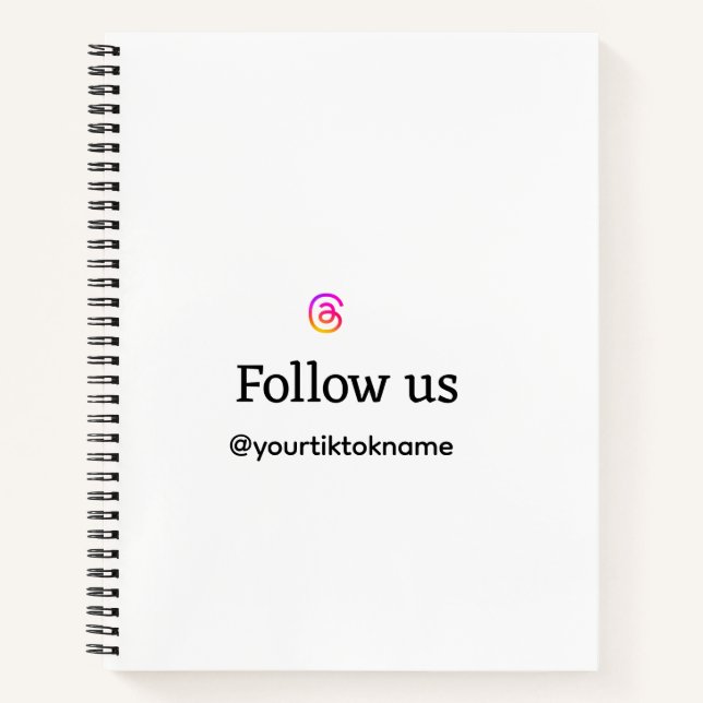 follow us thread username social media add QR text Notebook (Front)
