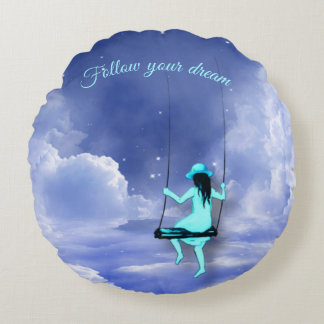 Follow your dream tapestry fleece blanket round pillow