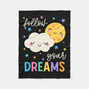 Follow Your Dreams Cloud & Moon Fleece Blanket